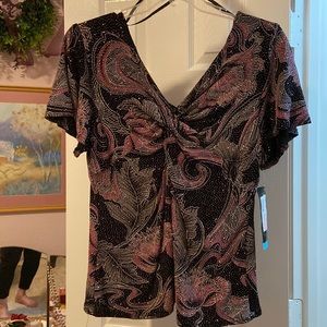 NWT Onyx Nite Black/Pink Shimmering After 5 Top